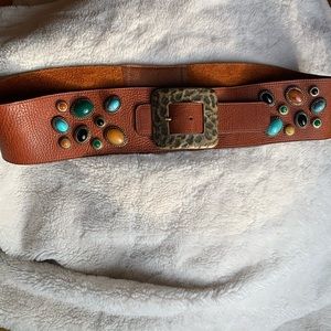 Vintage LEATHER ROCK hip belt_ buckle MADE IN ITALY/ Rastrelli